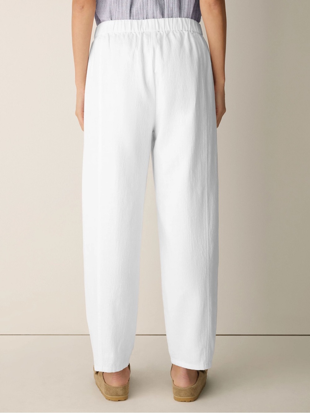 Like New Elastic Waist 100% Organic Linen Eileen Fisher Ankle Pants 1X White - Picture 4 of 12